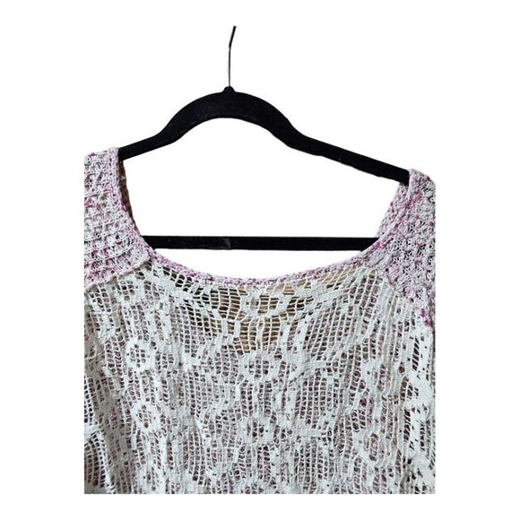 FREE PEOPLE Knit Oversized Crew Neck Crochet Back Sweater- Size M - Picture 4 of 8